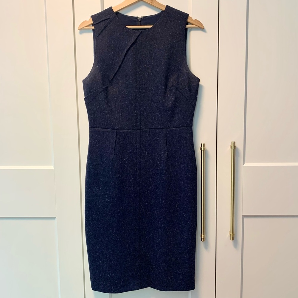 Banana Republic Sheath Dress Navy Tweed